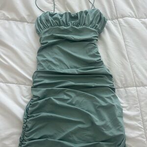 Elegant Green Ruched Dress